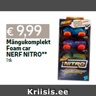 Allahindlus - Mängukomplekt Foam car NERF NITRO** 1 tk