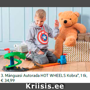 Allahindlus - 3. Mänguasi Autorada HOT WHEELS Kobra*, 1 tk