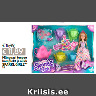 Allahindlus - Mänguasi teepeo komplekt ja nukk SPARKL GIRLZ** 1 tk