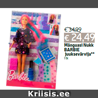 Allahindlus - Mänguasi Nukk BARBIE juuksevärvija** 1 tk