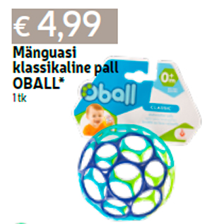 Allahindlus - Mänguasi klassikaline pall OBALL* 1 tk