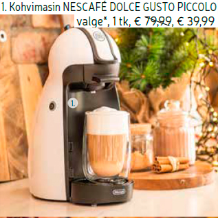 Allahindlus - 1. Kohvimasin NESCAFÉ DOLCE GUSTO PICCOLO valge*, 1 tk