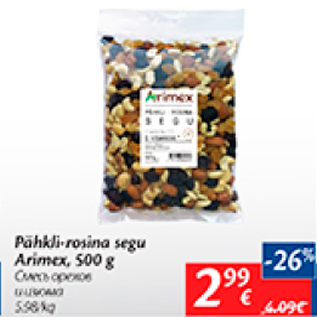 Allahindlus - Pähkli-rosina segu Arimex, 500 g