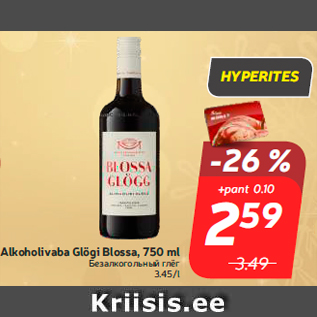 Allahindlus - Alkoholivaba Glögi Blossa, 750 ml