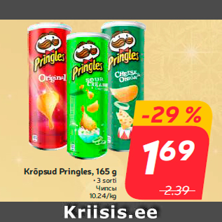 Allahindlus - Krõpsud Pringles, 165 g