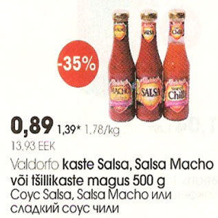 Allahindlus - Valdorfo kaste Salsa, Salsa Macho