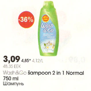 Allahindlus - Wash&Go šampoon 2 in 1 Normal