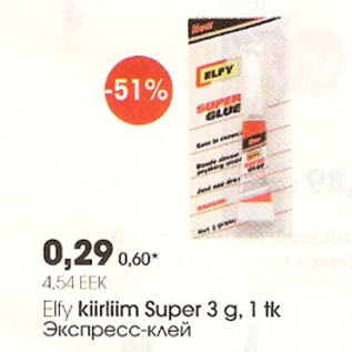 Allahindlus - Elfy kiirliim Super 3g