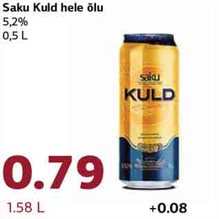 Allahindlus - Saku Kuld hele õlu 5,2% 0,5 L