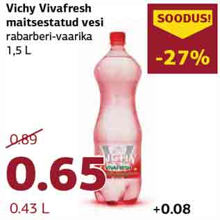 Allahindlus - Vichy Vivafresh maitsestatud vesi rabarberi-vaarika 1,5 L