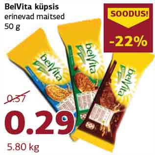 Allahindlus - BelVita küpsis erinevad maitsed 50 g