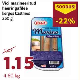 Allahindlus - Vici marineeritud heeringafilee kerges kastmes 250 g