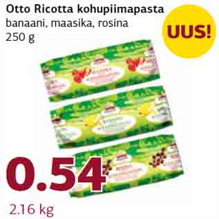 Allahindlus - Otto Ricotta kohupiimapasta banaani, maasika, rosina 250 g