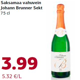 Allahindlus - Saksamaa vahuvein Johann Brunner Sekt 75 cl