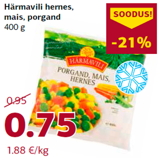 Allahindlus - Härmavili hernes, mais, porgand 400 g