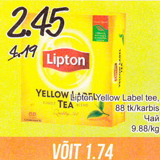 Allahindlus - Lipton Yellow Label tee, 88 tk/karbis