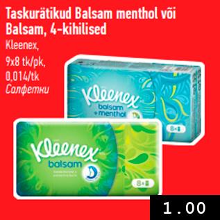 Allahindlus - Taskurätikud Balsam menthol või Balsam, 4-kihilised