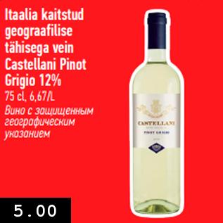 Allahindlus - Itaalia kaitstud geograafilise tähisega vein Castellani Pinot Grigio 12% 75 cl, 6,67/L