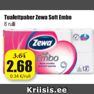 Allahindlus - Tualettpaber Zewa Soft Embo