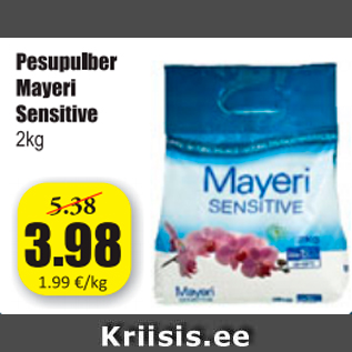 Allahindlus - Pesupulber Mayeri Sensitive 2 kg