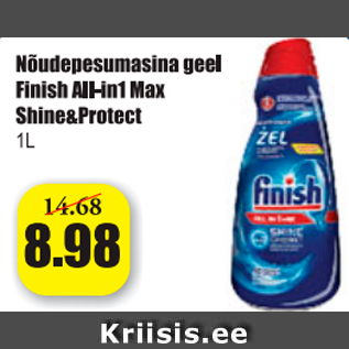 Allahindlus - Nõudepesumasina geel Finish All-in1 Max Shine&Protect 1 l