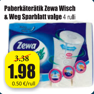 Allahindlus - Paberkäterätik Zewa Wisch&Weg Spardlatt valge