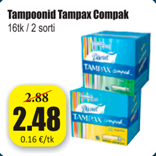 Allahindlus - Tampoonid Tampax Compak