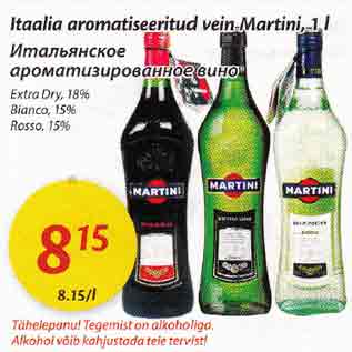 Allahindlus - Itaalia aromatiseeritud vein Martini, 1 l