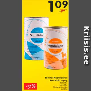 Allahindlus - Purrrfec Nutribalance koeratoit, 1240 g