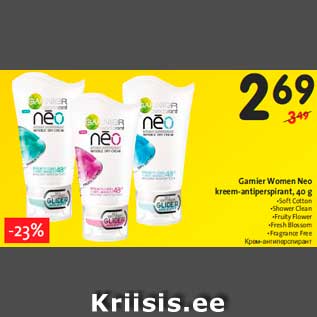 Allahindlus - Garnier Women Neo kreem-antiperspirant, 40 g