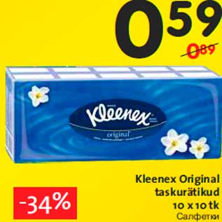 Allahindlus - Kleenex Original taskurätikud