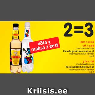 Allahindlus - Karastusjook Limonaad, 0,5 l;Karastusjook Kelluke, 0,5 l