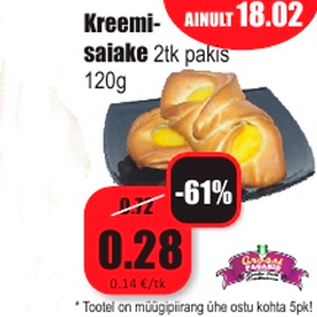 Allahindlus - Kreemisaiake (2tk pakis) 120g