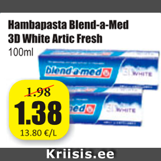 Allahindlus - Hambapasta Blend-a-Med 3D White Artic Fresh 100 ml