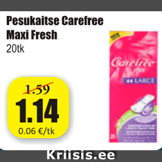 Allahindlus - Pesukaitse Carefree Maxi Fresh 20 tk