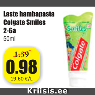 Allahindlus - Laste hambapasta Colgate Smiles 2-6a, 50 ml