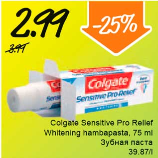 Allahindlus - Colgate Sensitive Pro Relief Whitening hambapasta, 75 ml