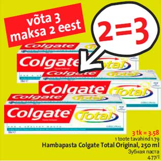 Allahindlus - Hambapasta Colgate Total Original, 250 ml