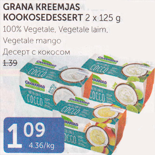 Allahindlus - GRANA KREEMJAS KOOKOSEDESSERT 2 X 125 G