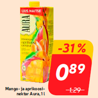 Allahindlus - Mango- ja aprikoosinektar Aura, 1 l