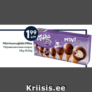 Allahindlus - Mini-koonusjäätis Milka; 141 g