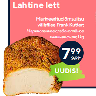 Allahindlus - Marineeritud õrnsuitsu välisfilee Frank Kutter; 1 kg