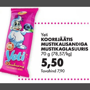 Allahindlus - Yeli koorejäätis mustikalisandiga mustikaglasuuris