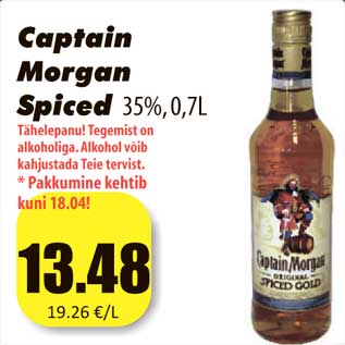 Allahindlus - Captain Morgan Spiced 35%, 0,7L