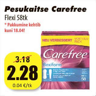 Allahindlus - Pesukaitse Carefree Flexi 58tk