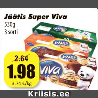 Allahindlus - Jäätis Super Viva 530g 3 sorti