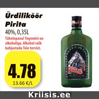 Allahindlus - Ürdiliköör Pirita 40%,0,35L