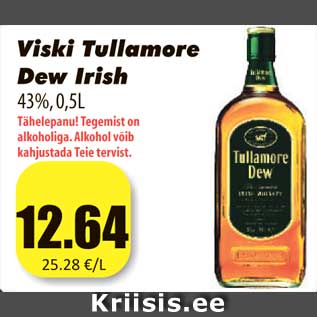 Allahindlus - Viski Tullamore Dew Irish 43%,0,5L