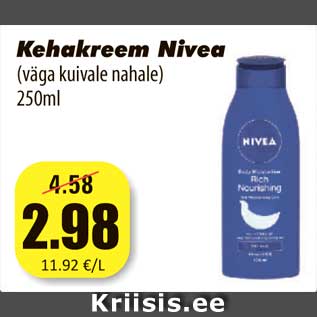 Allahindlus - Kehakreem Nivea (väga kuivale nahale) 250ml