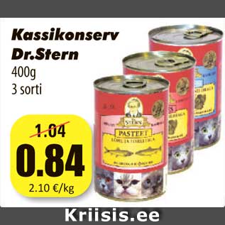 Allahindlus - Kassikonserv Dr.Stern 400g 3 sorti